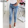 VEZFAA Damenmode, lässig, einfarbig, bedruckt, hohe Taille, Hosen, Hosen und Caprihosen