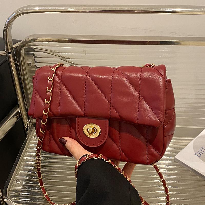 Retro Women'S Small Fragrant Wind Bag, High-End Diamond Chain, Small Square Bag, Trendy Fashion Messenger Bag