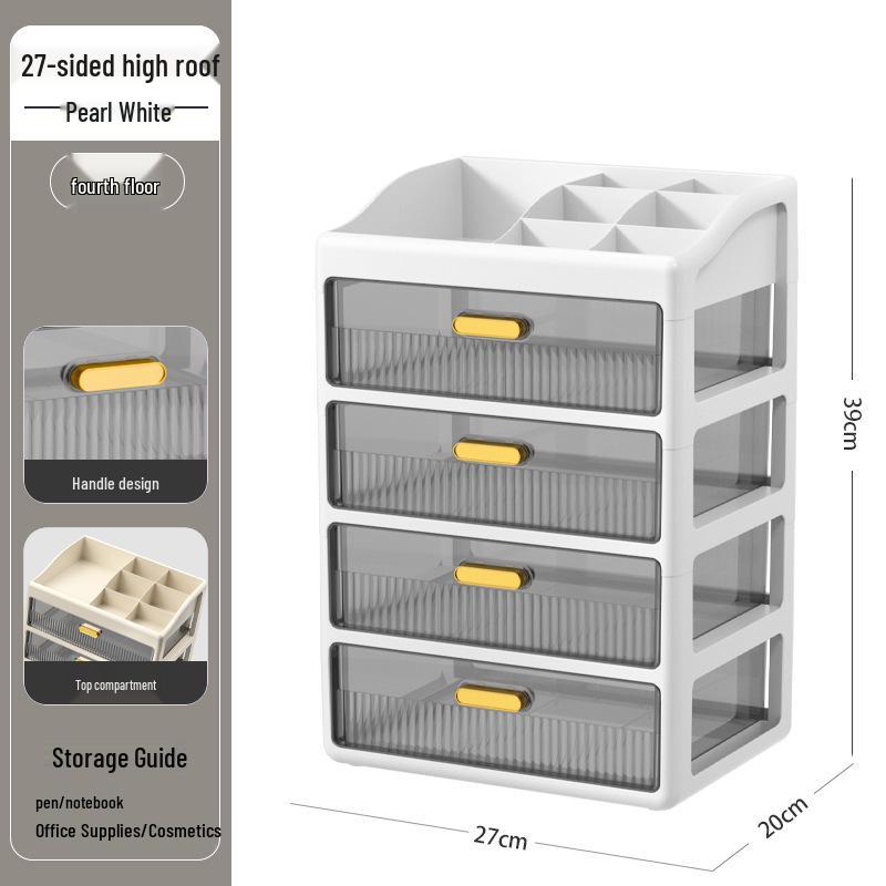 Multi-layer Desktop Organizer: Drawer-Type Storage Box for Office Supplies, Stationery, and Cosmetics