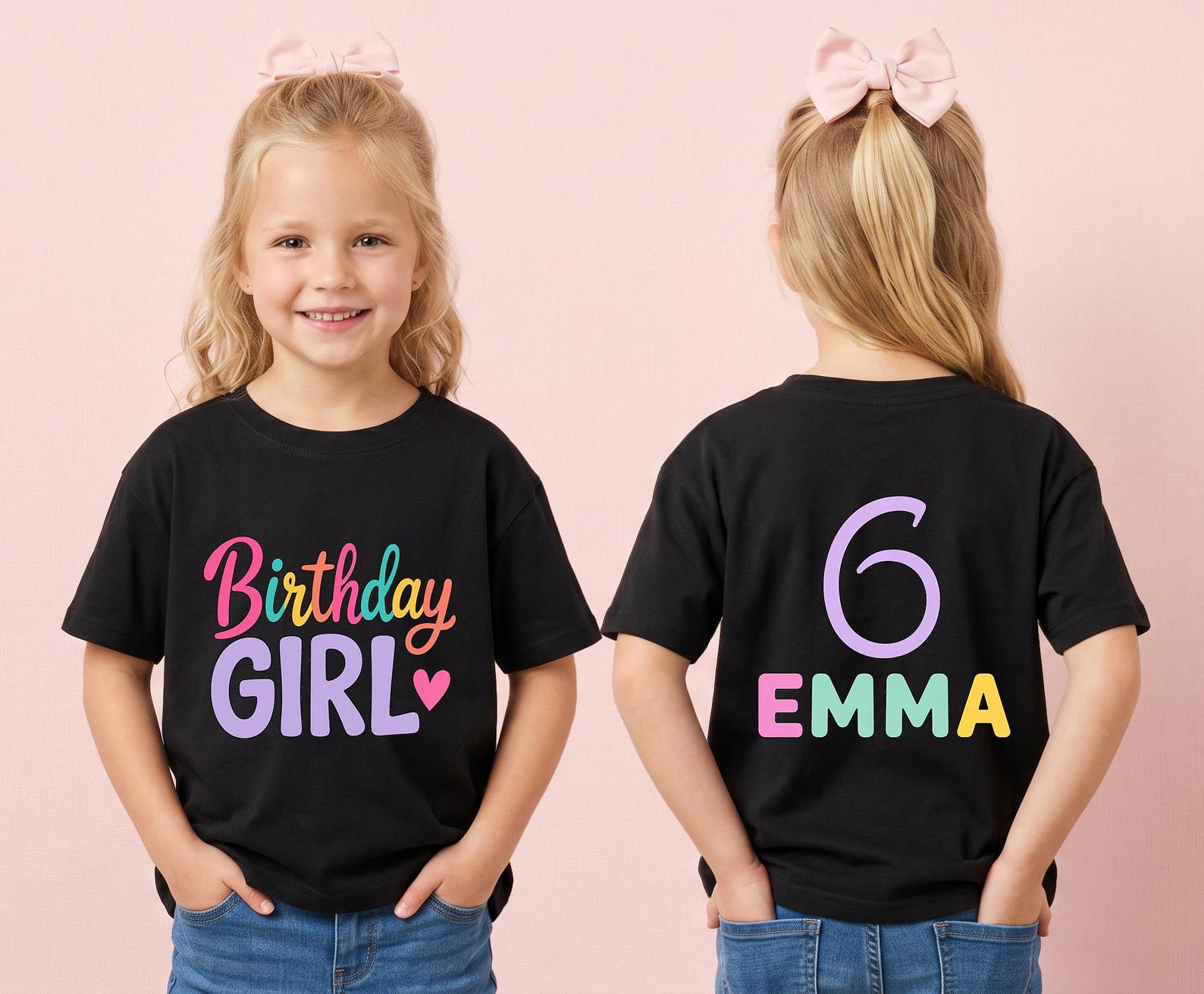 Personalized 6th Birthday Shirt, Pastel Birthday Girl Shirt, Colorful Birthday Party Outfit, Cute Sixth Birthday Gift, Matching Birthday Tee 140