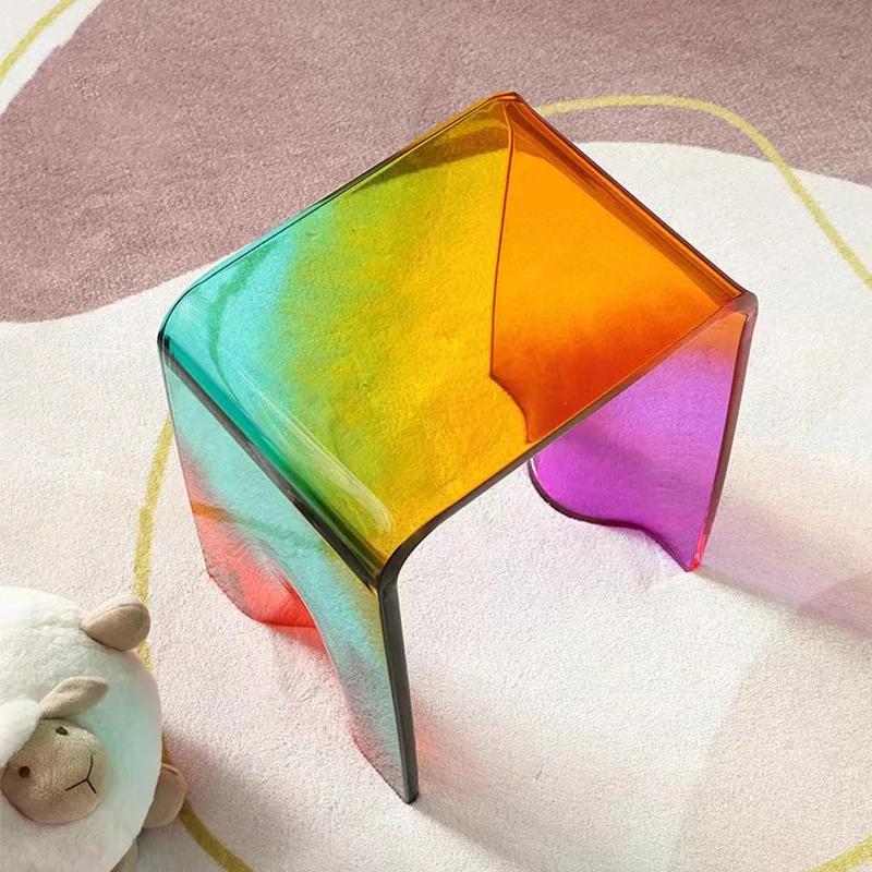 Acrylic Rainbow Stool Colorful Shoeshine Chair Leisure Stool Transparent Light Luxury Fashion Bedside Tea Table Thickened