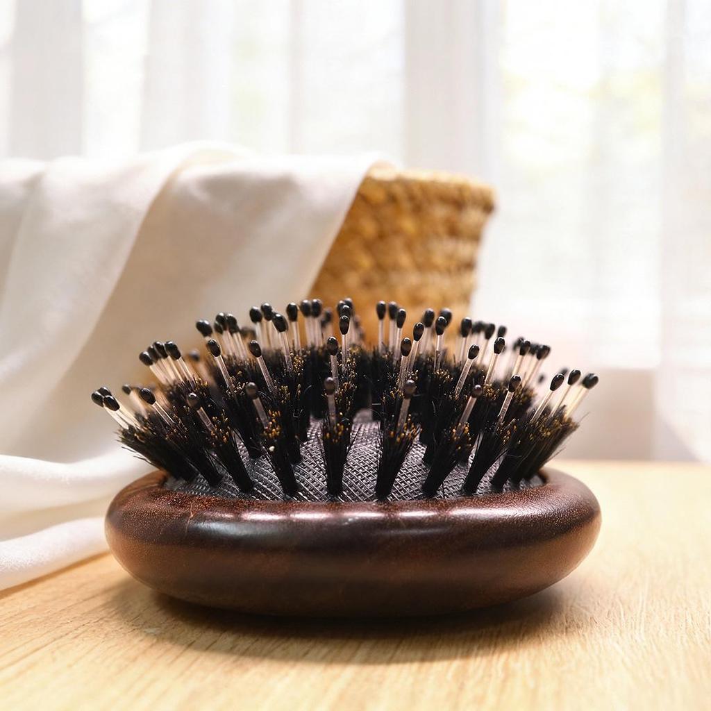 Golden Sandalwood Natural Bristle Hair & Scalp Massage Cushion Comb for Women