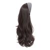 Clip in Half Headband Wig Korean Style Long Wavy Curly  Hair Gray Wide Knit Headband Wig  Party