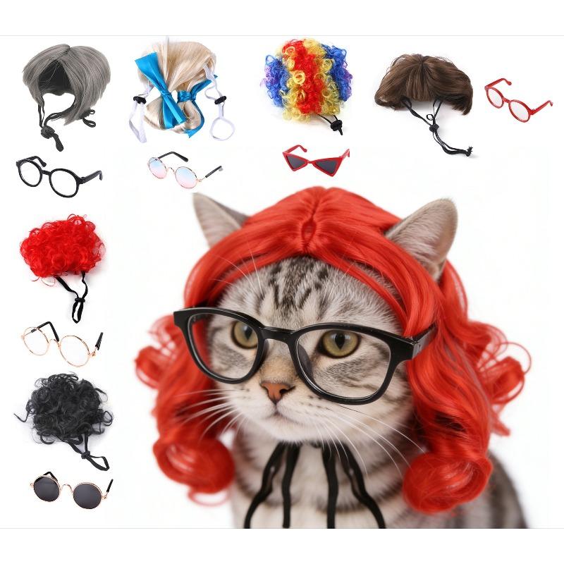 Pet Products Popular Pet Accessories Pet Glasses Wig Set Cat Dog Funny Pet Accessories
