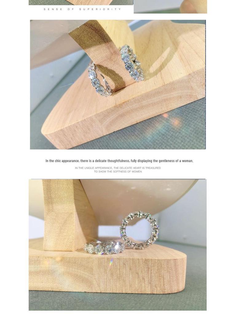 D Color Moissanite Engagement Ring: 18k White Gold Eternity Band with Diamonds, Sterling Silver-Plated, 950 Platinum, for Index Finger