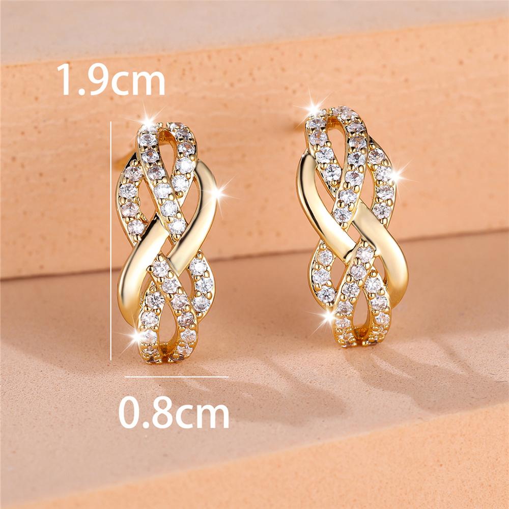 Luxury Female White Stone Stud Earrings Gold Color Zircon Evening Wedding Jewelry For Women