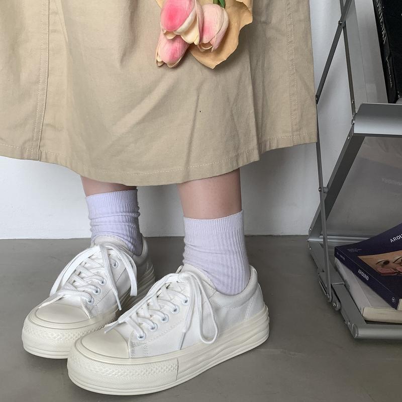 New thick-soled heightening espadrilles Japanese casual versatile little white shoes women's board shoes 2025 summer new trend