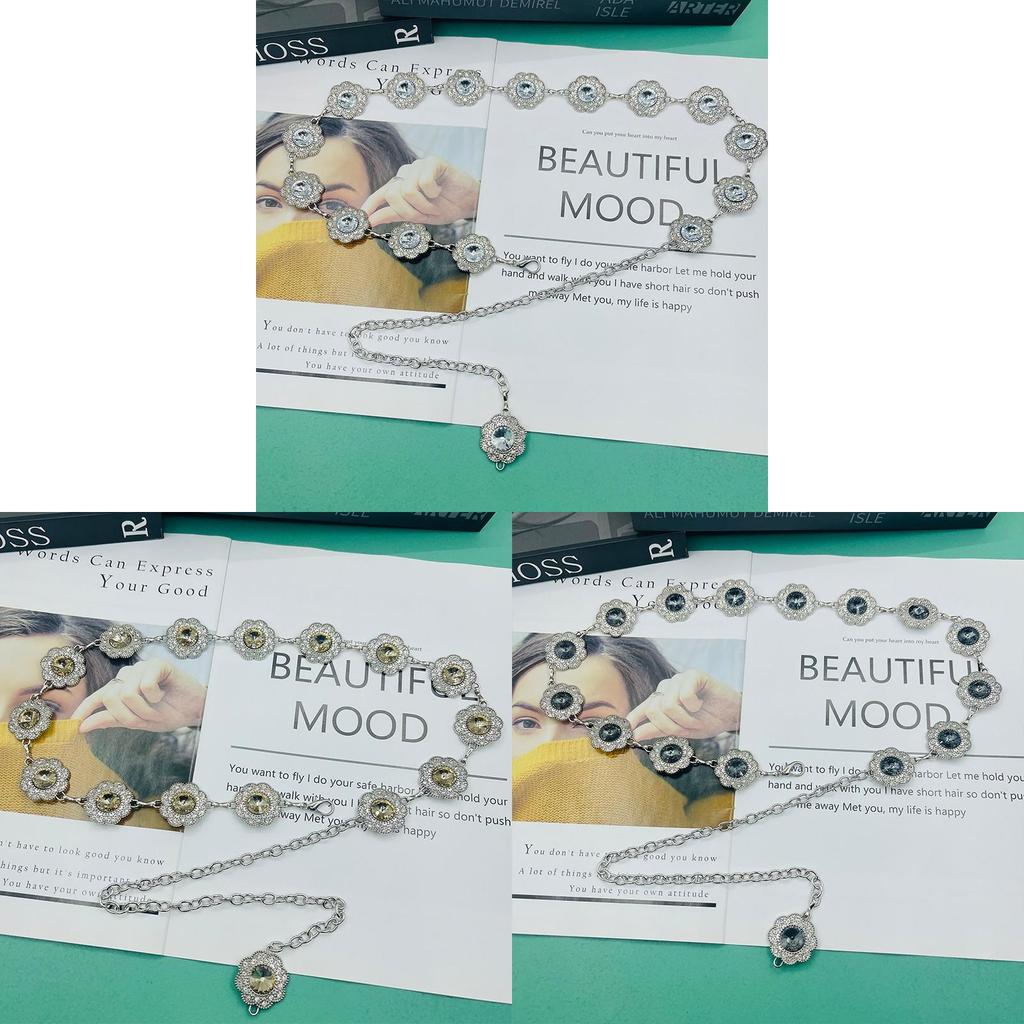 Gold Metal Sunflower Waist Chain Jewelry With Water Drilled Flowers For Elegant Women