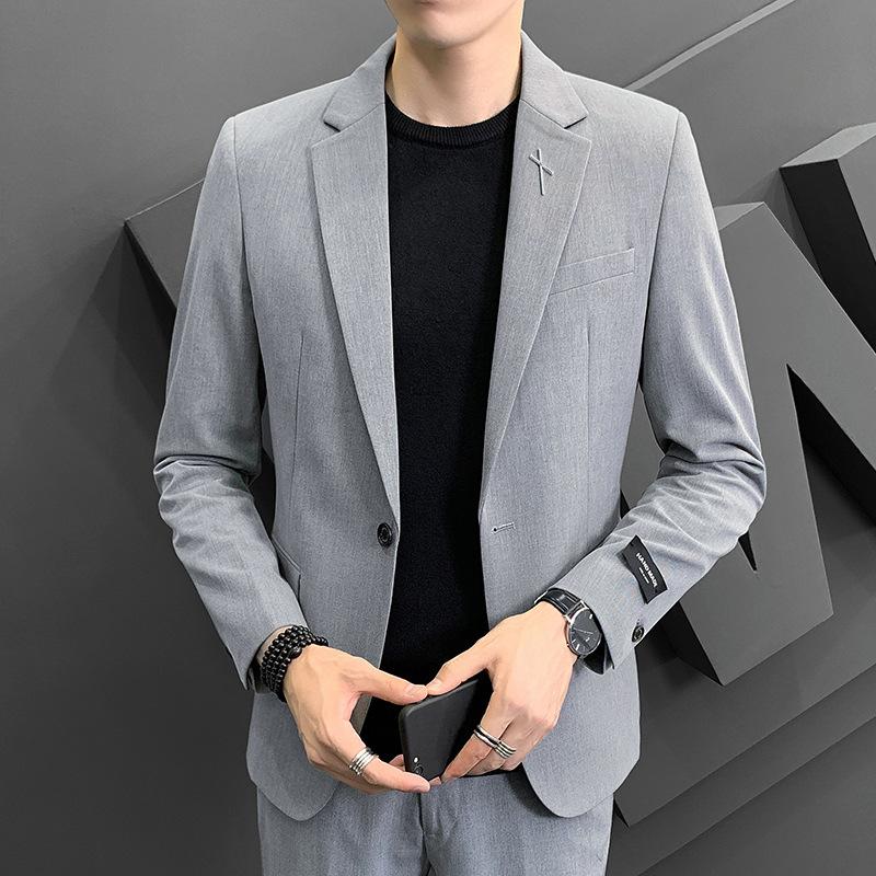 Costume Slim pour Homme Version Coréenne Beau Tendance Mince Une Pièce Hommes Décontracté Petit Costume Veste Haut Jeunesse