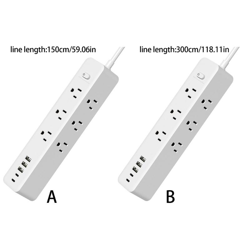 Flat Plugs Surge Protectors Power Strips 9Outlets 3USB/2 USB C Port Wall Mountable Design For Home Office Dorm Essential