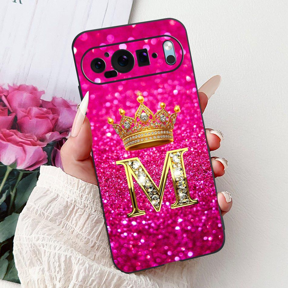 For Google Pixel 9 Pro 9a Pixel9 Fashion New Crown Letter Phone Case For Google Pixel 9 Pixel9a 9Pro Black Silicone Soft Cases