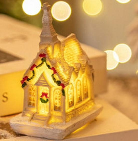 LED Light-Up Christmas Resin House Ornament