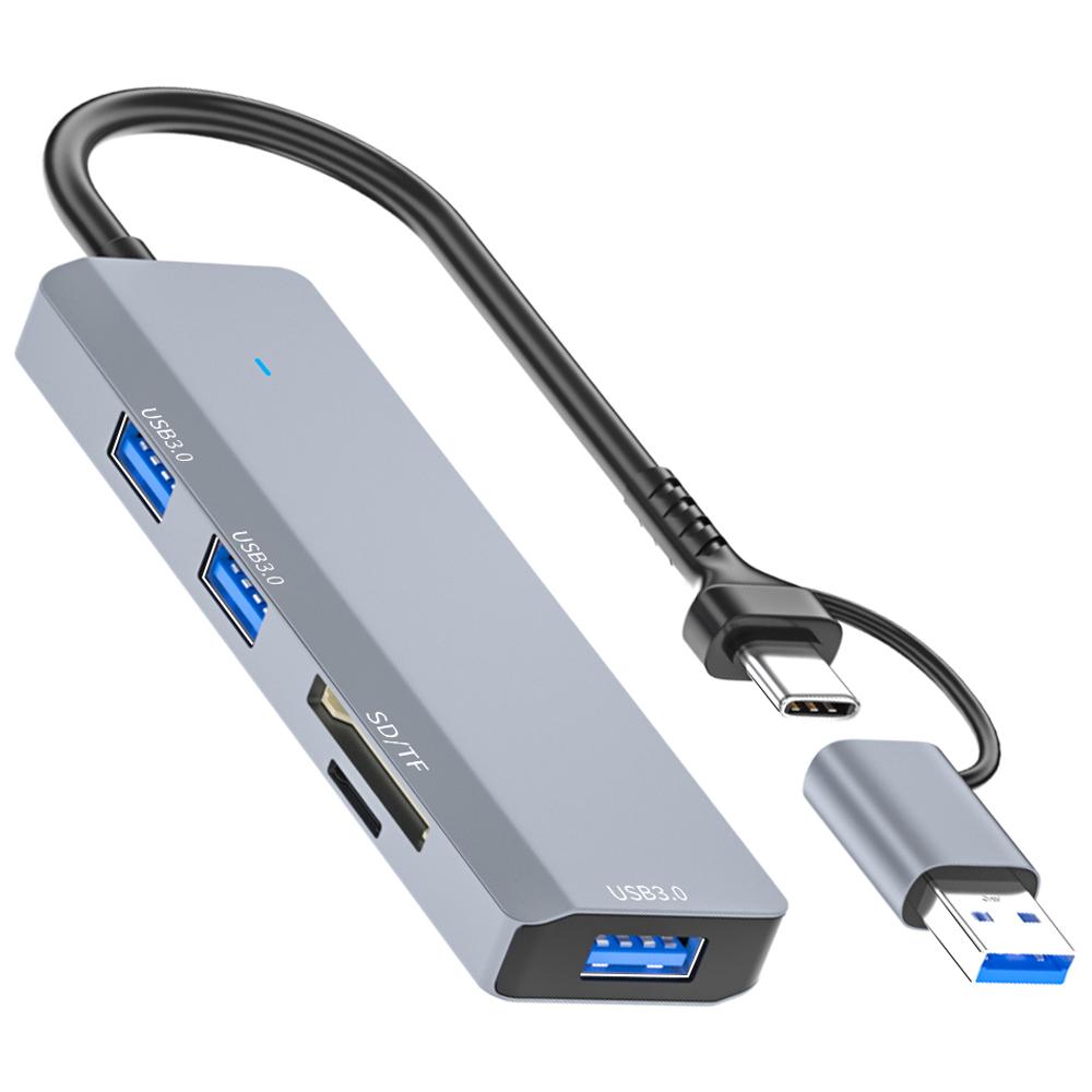 

ADS-310D 2-в-1 Type-C+USB-A на 3x USB 3.0 Хаб-розгалужувач зі слотом для карт SD/TF As Shown A