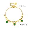 Retro Minimalist Heart Pendant Bracelet with Colorful Fashion Gemstone and Titanium Steel Chain Versatile Accessory