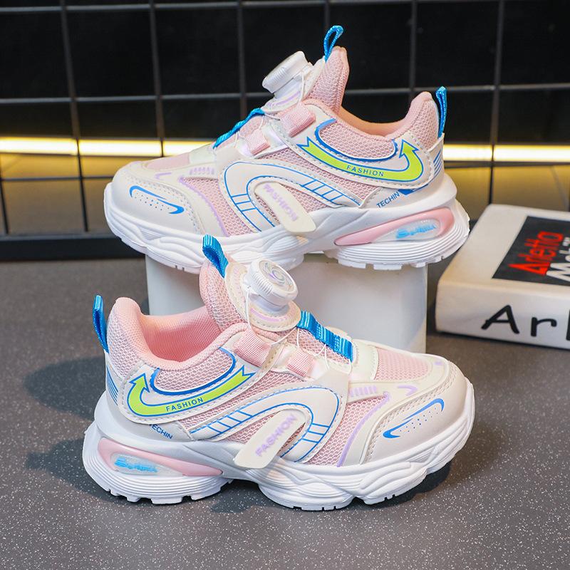 

Children s sports shoes 2025 new student rotating buckle sports breathable mesh shoes medium and older children s soft-soled running shoes 26-31 yards whole box shot 48 pairs розовый