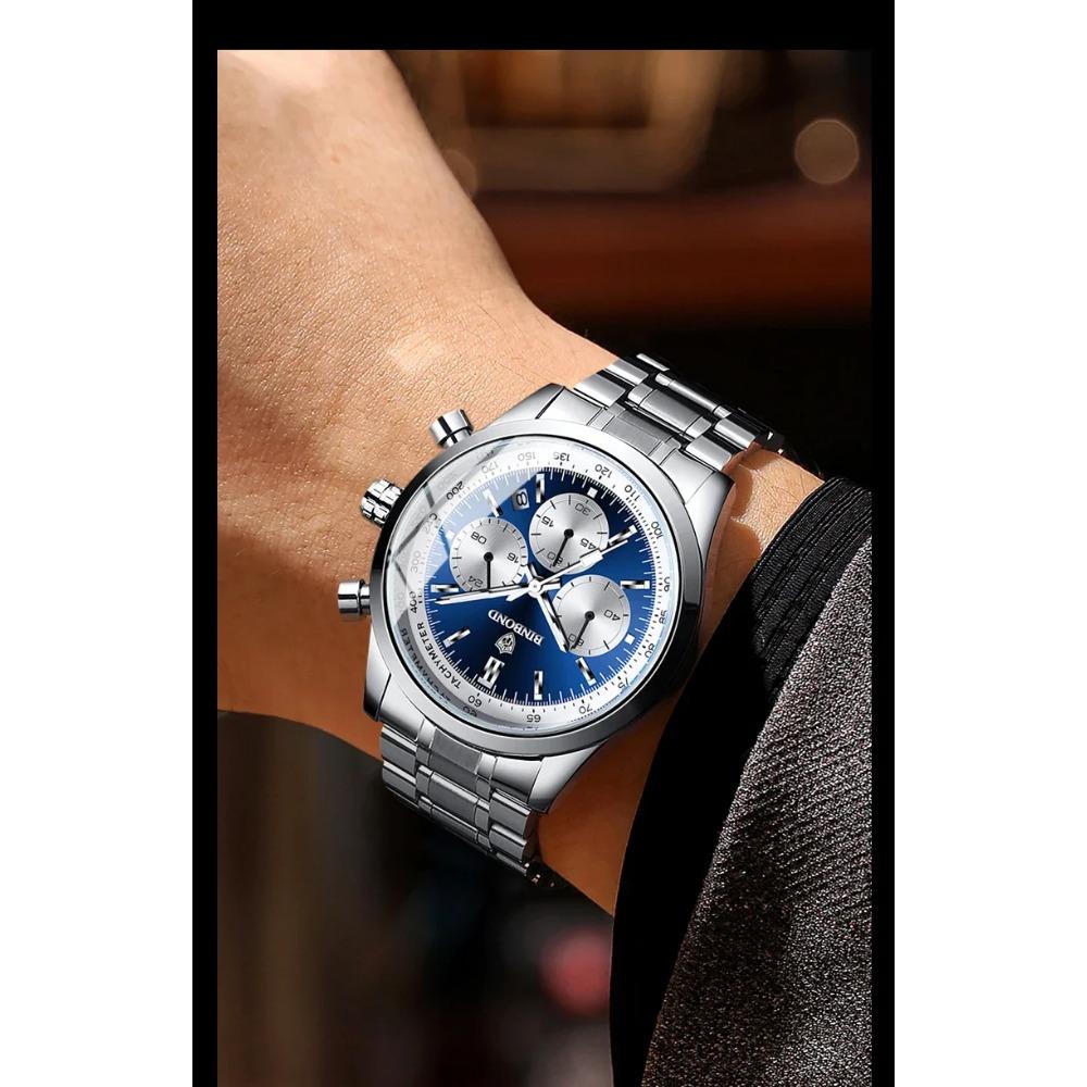 BINBOND Top Brand Luxury Man Watches Waterproof Luminous Date Chronograph Men's Quartz Watch Stainless Steel Sports Watch