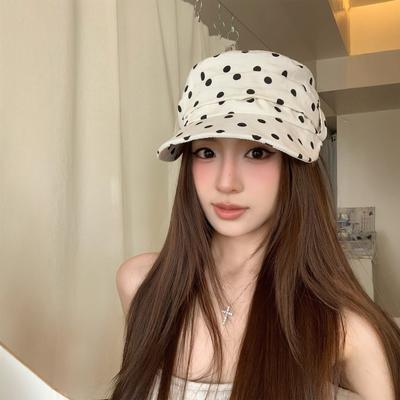 Retro Polka Dot Equestrian Hat Spring and Autumn New Foreign Style Beret Female Face Small Literary Outdoor Painter Hat