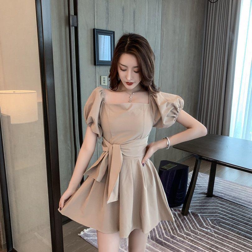 Trendy 2026 Women s Petite Puff Sleeve Cinched Waist Summer Dress XL 115-125 jin