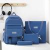 Four-Piece Backpack Set Student Schoolbag Women's Solid Color Backpack