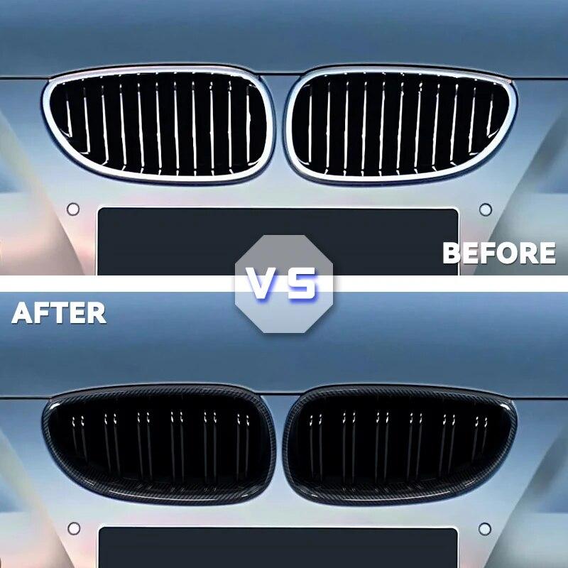 Car Front Bumper Grille Kidney Racing Grill Grilles For BMW E60 E61 5 Series 2003-2009 Gloss Black Auto New Double Slat