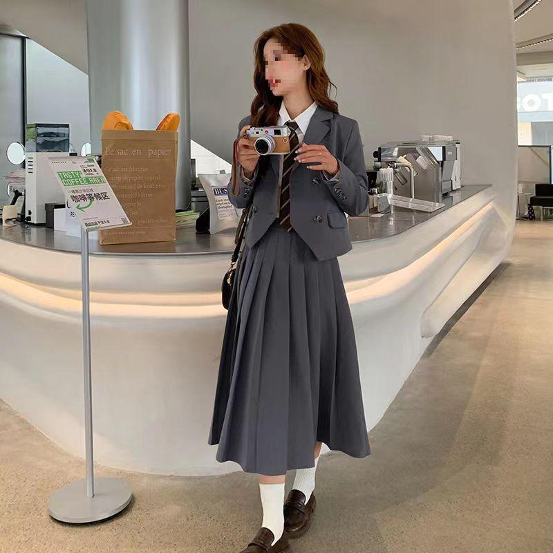 2025 College-Stil Rock & Blazer Set: Damen Casual Street Fashion, Frühling/Herbst Spandex Anzug