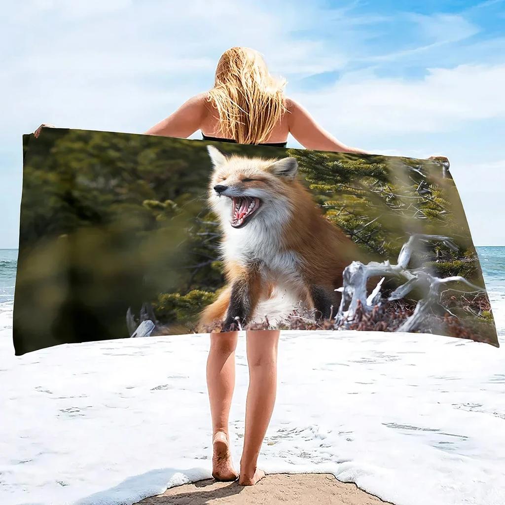 Cute Fox Beach Towel Wild Animal Bath Towels Bathroom Sport Bar Towel for Adult Kids Microfiber Shower Quick Dry Swimming Cover