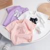 Girls Summer Thin Short Sleeved Candy Colored Simple Cotton Mesh Bow Children's Short Sleeved Sweet T-shirts Baby Princess Tops