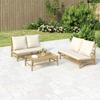 VidaXL Garden Lounge Set 3 Pcs with Cushions Cream White Bamboo 3156483