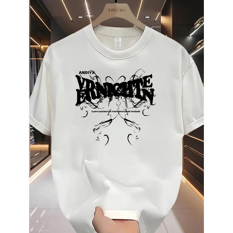 European Sizes Heavy Pure Trendy Brand Printed Short-sleeved T-shirt Men's Summer New Casual Large-size Loose Versatile Top