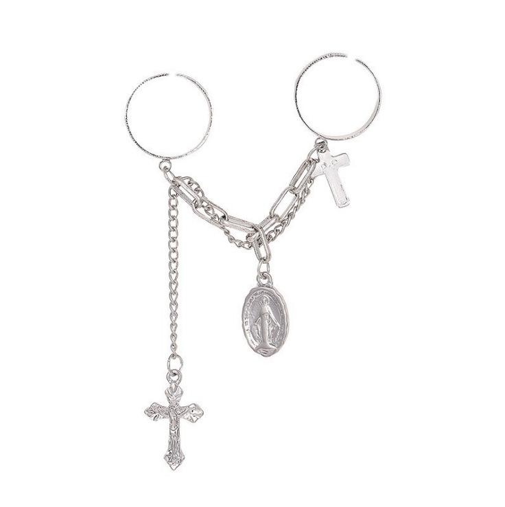 European  American Fashion Cross Chain Ring Jewelry Adjustable