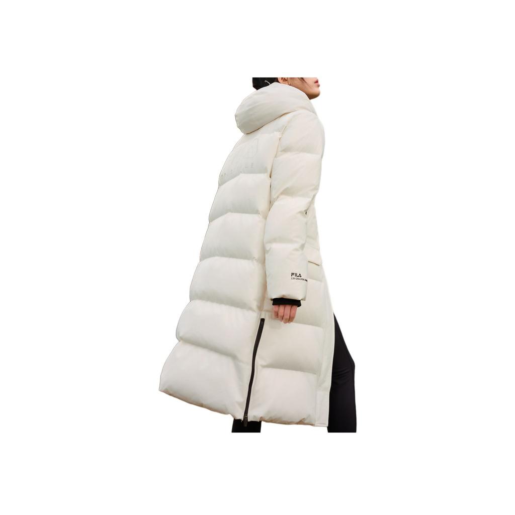 Fila Doudoune Longue Originale Mode Simple Chaude Manteau en Duvet à Capuche Vêtements d'Extérieur pour Femmes Blanc Nuage-Champignon F11W449906FWT