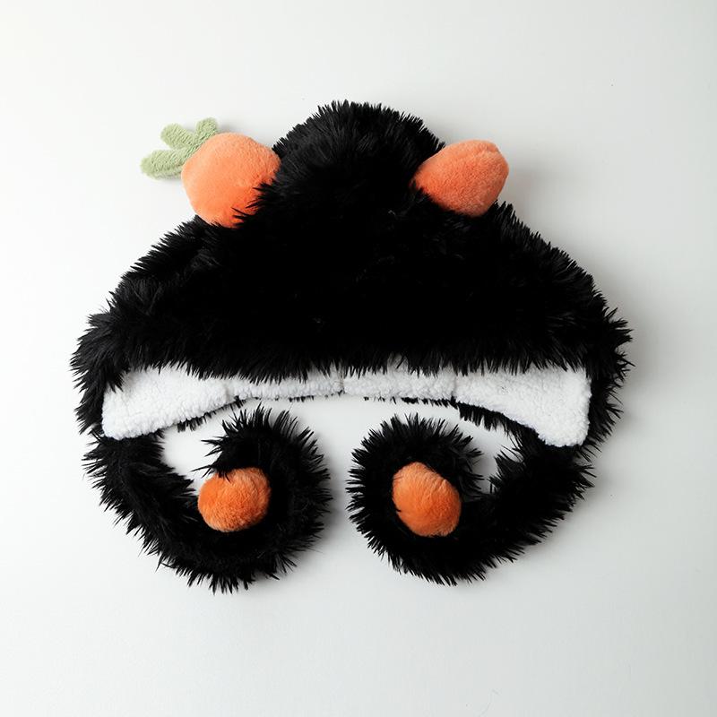 

Плюшевая шапка-ушанка «Морковь» для женщин на осень и зиму, новая, утолщенная, теплая и защищающая от холода, с защитой ушей, универсальная шапка-пуловер, милая one size