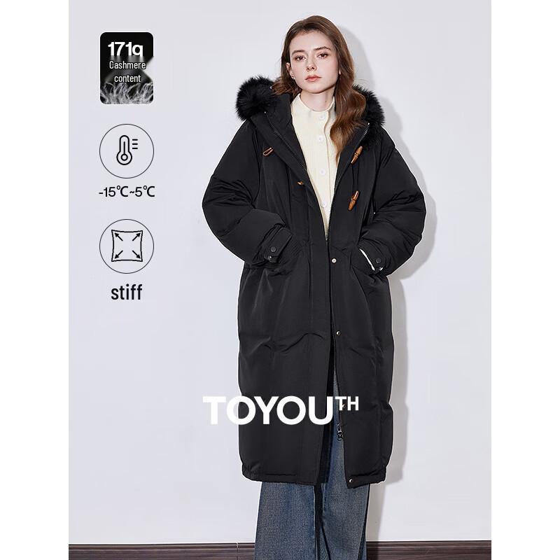 

Women s Long 90% White Duck Down Jacket with Fox Fur Hood XL