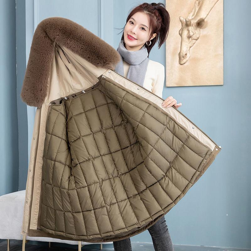 The new Pie Overcomes Women's Clothing Detachable Liner One Clothes Three Wear Medium and Long Winter Jacket Large Sweater Collar Cotton-Padded Jacket
