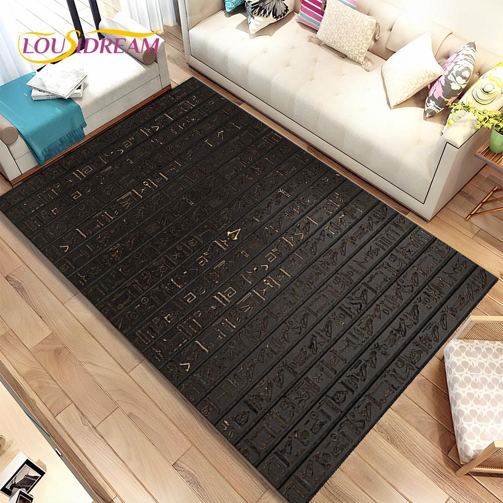 Egyptian Mythology Pharaoh Hieroglyphics Area Rug,Carpet for Home Living Room Bedroom Sofa Doormat Decor,kids Non-slip Floor Mat