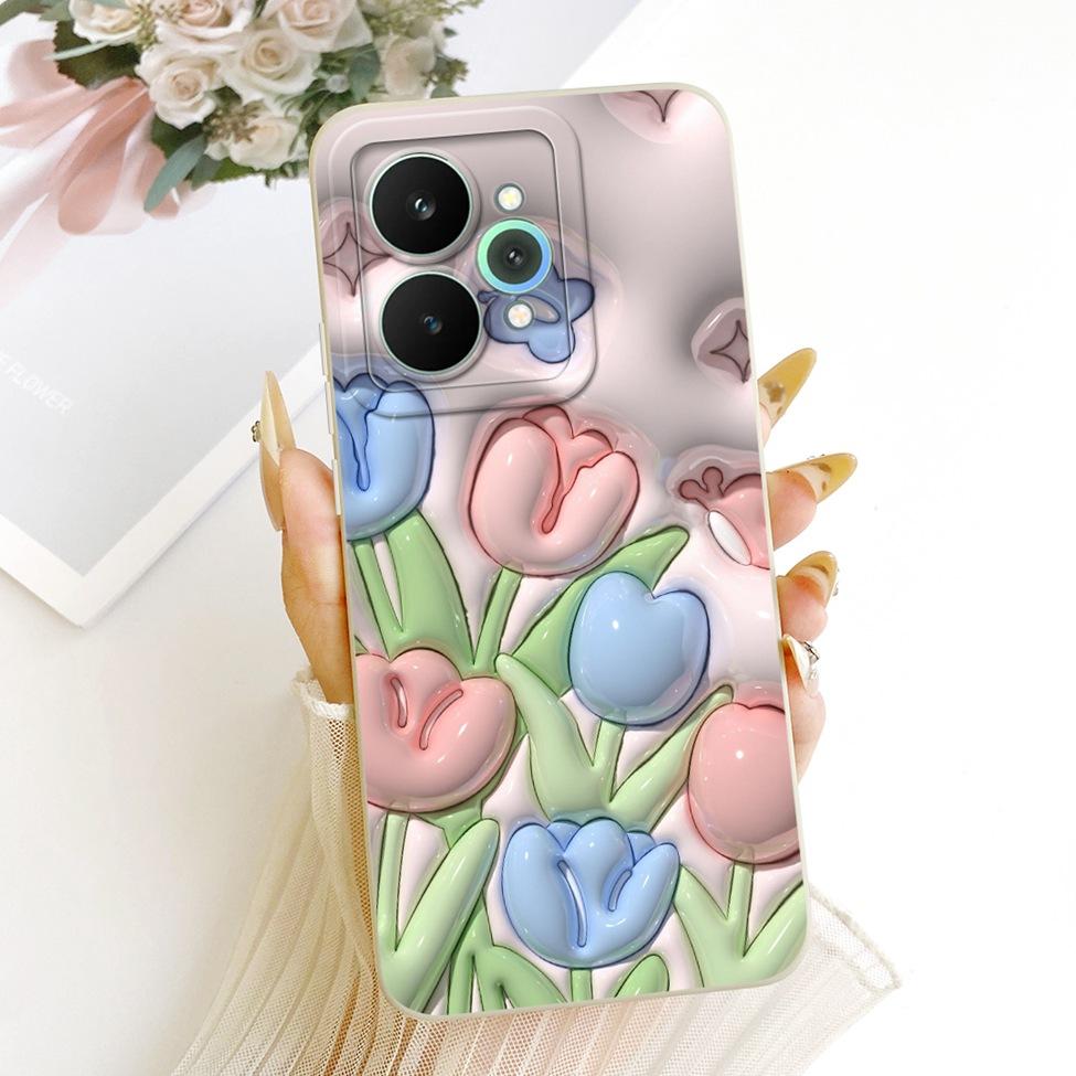 Cover For Realme 15 Pro Casing RMX5101 Silicone Luxury Fashion Flowers Kawaii Cute Painted Shockproof Phone Case
