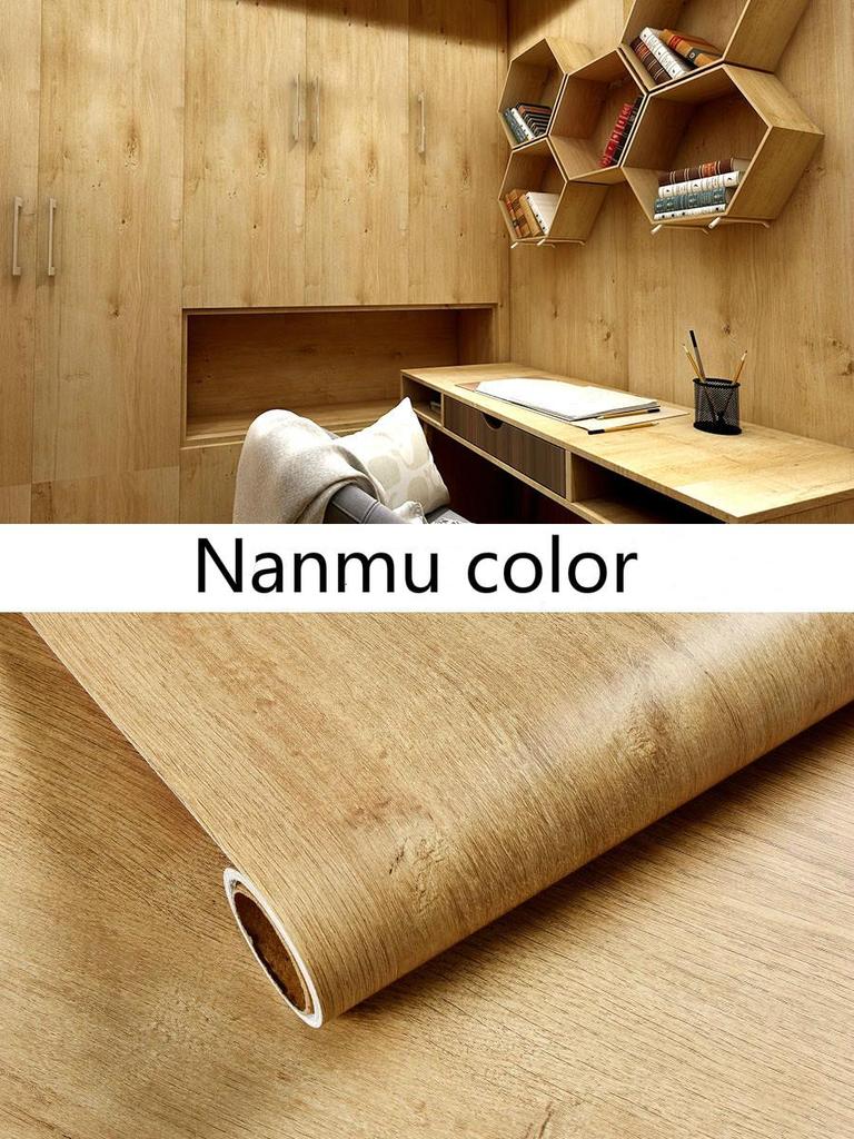 Vinyl Waterproof Wood Grain Wallpapers Self-adhesive Stickers For Kitchen Ambry Furniture Wardrobe Table Wall Papers Home Decor