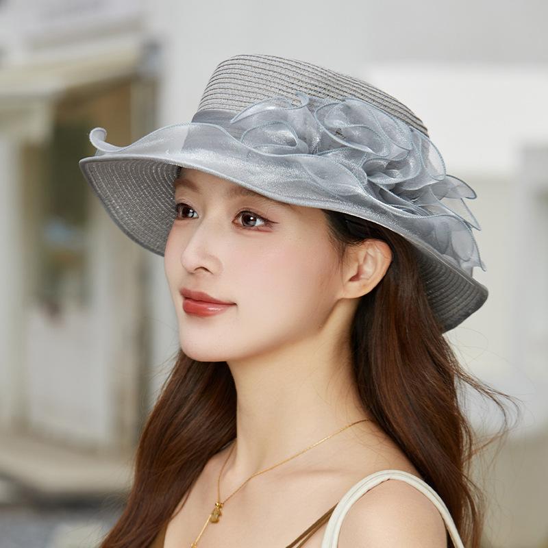 Spring and Summer New Organza Big Brim Hat Cool Hat Sun Hat Sun Hat Fashion Foreign Style Top Hat Straw Hat