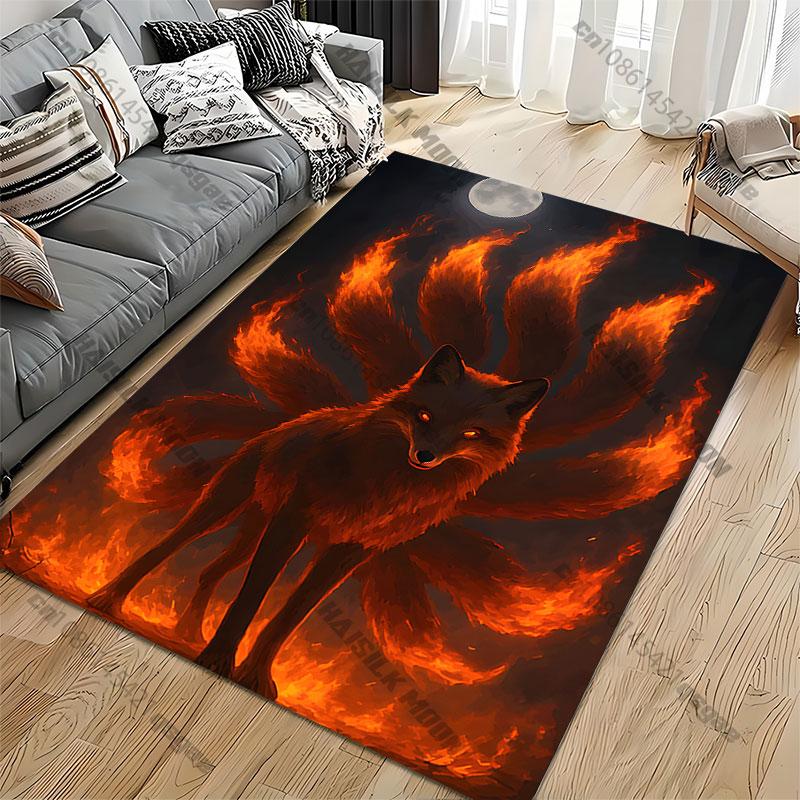 Fire Spirit Mystical Fox Carpet Yoga Living Room Room Decor Children's Crawling Mat Doormat Area Rug Games Mat