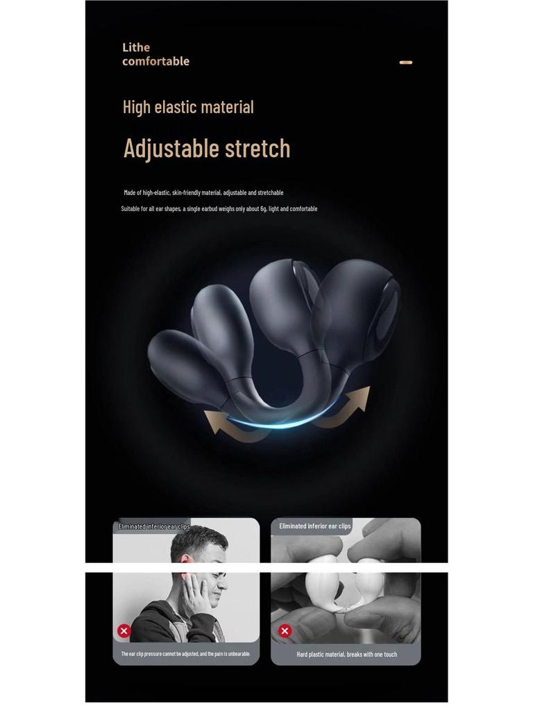 2025 Wireless Bone Conduction Clip-on Noise-Cancelling Bluetooth Earphones for Running