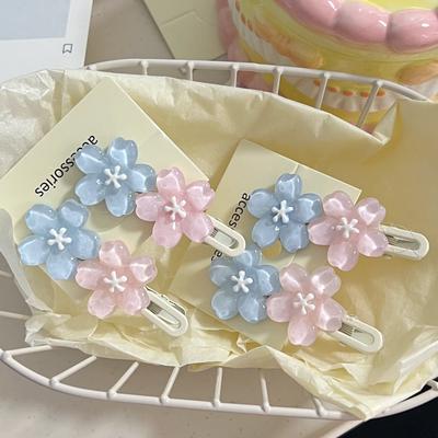Romantic Jelly Cherry Blossom Hairpin Ins Girls Summer Bangs Side Hair Clip Sweet Barrettes Children Hair Accessories