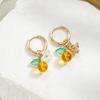 Simple and Cute Bee Flower Pendant Earrings with Personalized Asymmetrical Copper Round Buckle Earrings