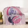 Pink Headphones and Microphone IllustrationBlanket Flannel Throw Blanket for Sofa, Bed, Travel, Camping, Office, Couch, Chair, And Bed Gift