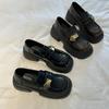 Black platform British style small leather shoes women's 2025 spring and autumn new retro Mary Jane one-pedal loafers single shoes