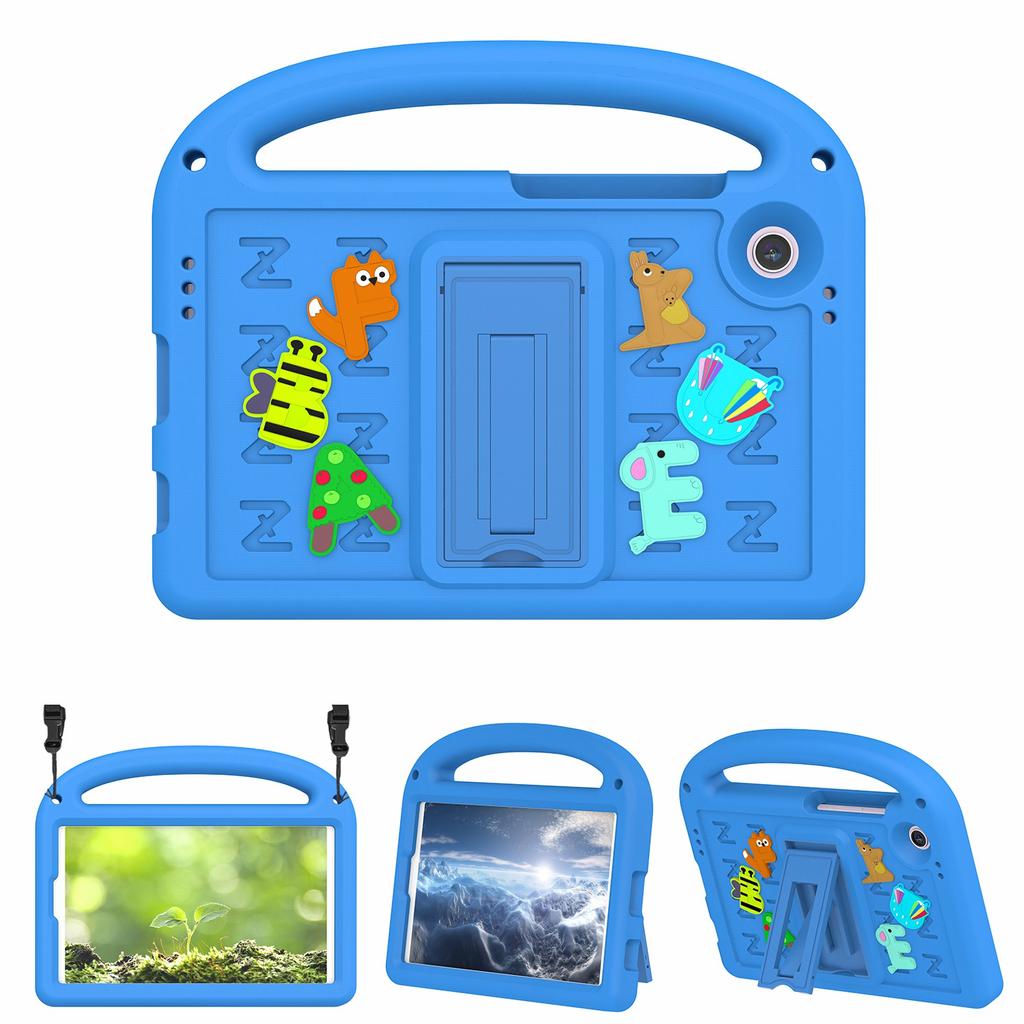 For Samsung Galaxy Tab A11/A9 Kickstand Case Cartoon Design Anti-Drop EVA+PC Tablet Cover with Strap for Kids
