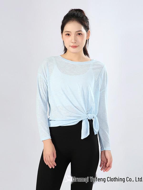 Dámské volné dlouhé triko na jógu - Lehké, prodyšné, zeštíhlující a s ochranou proti slunci