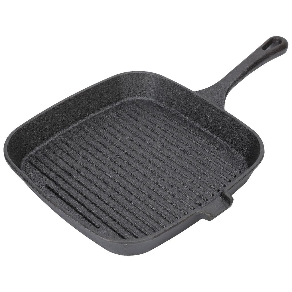 Grill Pan Nonstick Design Heat Resistant Handle Fast Heat Conduction Iron Stripe Frying Steak Skillet for Home Kitchen