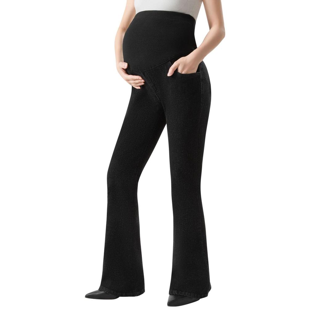 Bootcut Stretch Maternity Jeans with Abdominal Pockets