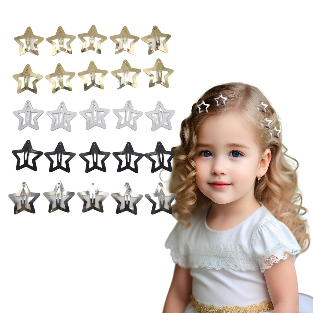 30 Pcs Gold Star Hair Clips 1.2 Inch Vintage Y2K Metal Snap Clips for Women Girl Hollow Punk Hair Accessories