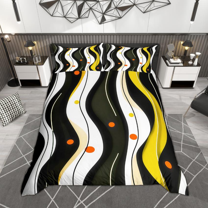 

Homewish Geometric Stripe Duvet Cover Set, Modern Abstract Art Bedding Set, Contemporary Striped Bed Set DE XS 100x135cm 2pcs&set